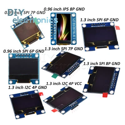 0.95inch/0.96inch/1.3inch I2C IIC SPI OLED LCD Display Module GND/VVC Interface