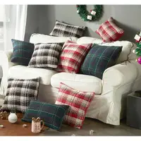 在飛比找ETMall東森購物網優惠-圣誕紅綠經典配色英倫格子粗毛呢格紋抱枕套 客廳沙發家飾靠墊套