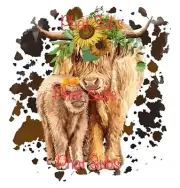 Sublimation Print Baby Highland Cow Ready To Press Heat Transfer