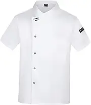 [ZPGVWXKO] Chef Coat Jacket Short Sleeve Work Uniform for Waitstaff in Hotels