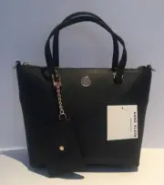 NEW WITH TAGS ANNE KLEIN STYLE TOP ZIP SATCHEL HANDLES/CROSSBODY BLACK HANDBAG