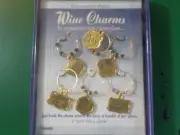 Ganz Bar Wine Glass Charm Clips Gold Party Gift Set of 6 (CL 129)