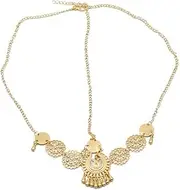 Retro ethnic style Jewelry Headband Tassel forehead chain headband (Golden, One size)