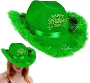 [Generic] St. Patrick's Day Cowboy Hat - Unisex Western Caps | St Patrick Day Felt Cowgirl Hats Unisex Shamrock Comfortable for Halloween Irish Festival