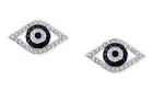 NEW! Effy Sapphire , Diamond & 14K White Gold Evil Eye Stud Earrings/ MSRP $2050