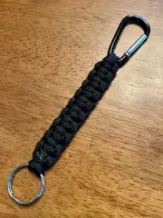 (3-Pack) 6.5" Black Keychain Lanyard 550 Paracord Carabiner Flashlight Knife Fob