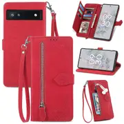 Case for Google Pixel 6A Forest series Zipper Flip wrist Strap Cover Compatible with Google Pixel 6A Case