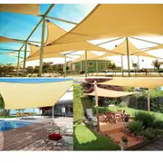 Waterproof 420d Sand Square Rectangle Shade Sail Garden Terrace Canopy Swimming Sun Shade Awning