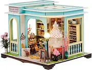 UONNO DIY Miniature Dollhouse Kit with Furniture, Wooden Tiny House Building Kit with LED Lights, Creative Mini House Making for Adults & Teens, Home Decor Gift (Mary Tailor Shop)