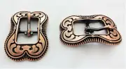 Jeremiah Watt Copper Center Bar Buckles Coin Edge Pair Belt Horse Tack Sizes New