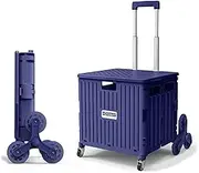 Viviendo Foldable Shopping Trolley, 65L Collapsible Utility Cart, Folding Portable Crate Handcart with Climbing Wheels and Aluminum Telescopic Handle - Purple