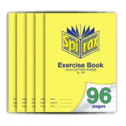5x Spirax No.109 A4 14mm 70GSM Dotted Third Exercise Book School 96 Page Noteboo