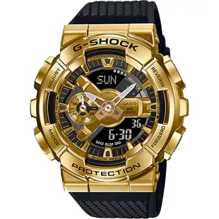 ∣聊聊可議∣CASIO 卡西歐 G-SHOCK 重金屬工業風雙顯錶-黑金 GM-110G-1A9