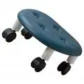(Blue)Round Low Rolling Stools Fuax Leather Universal Wheel Small Roller TU