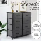 Levede Chest of Drawers Storage Cabinet Tower Dresser Tallboy 8 Drawer Grey