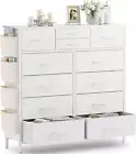 White Dresser for Bedroom 12 Drawer Tall Dresser, Fabric Dressers Storage Chests