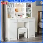 White Makeup Vanity Desk Dressing Table Set With LED Mirror + 3 Drawers + Stool