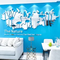 在飛比找蝦皮購物優惠-森林火烈鳥3D立體壓克力水晶牆貼臥室客廳餐廳壁貼裝飾