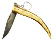 BULGARIAN AUTHOR'S HORN HANDLE w/BRASS INLAYS HANDMADE SOLID FOLDING KNIFE