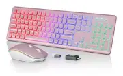 KL8 Plus Rose Pink Backlit Wireless Keyboard Mouse Combo