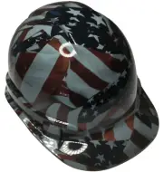 Hydro Dipped Hard Hat Ridgeline Cap Style Custom Slate Gray American Flags