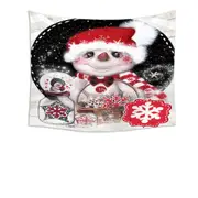 Adorable Christmas Snowflake Wishes Snowman Tapestry