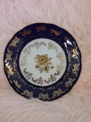 GERMANY ALPINE CUISINE COBALT 24K GOLD PLATED COFFEE TEA CUP/SAUCER 12 PIECE SET