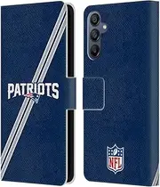Head Case Designs Officially Licensed NFL Stripes New England Patriots Logo Leather Book Wallet Case Cover Compatible with Samsung Galaxy A15
