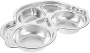 BUGUUYO Stainless Steel Kids Plate 4 Compartment Toddler Dish Divided Sections Safety First Cartoon Designs Baby Cutlery Set for Mealtime