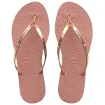 HAVAIANAS 哈瓦士 巴西人字拖 女款 YOU METALLIC 粉底雷射玫瑰金帶 涼鞋 拖鞋 夾腳拖【南風百貨】