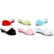 Ellie Diva Marabou Slip On Open Toe Mule Slippers Child Girls Shoes 171 sz Large