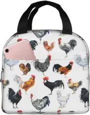 Chicken Print Lunch Bag Lunch Box Insulated Lunch Bag Cooler Tote Box for Wom...