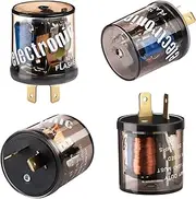 Reginary 4 Pcs 12V 2 Pin Electronic LED Flasher Relay LED Turn Signal Light Two Prong Round Heavy Duty 20 Amps Compatible Automobile Motorcycle Bike Fix Turn Signal Incandescent Bulbs Fast Flash