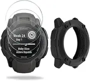 Watch Screen Protector Compatible for garmin instinct 2x Solar, Tempered Glass Film Anti Scratch High Definition Full Coverage and Soft TPU Protective Case
