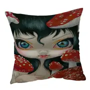 Poisonous Beauties Fly Agaric Girl and Mushrooms Cushion Cover