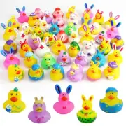 50Pcs Easter Rubber Ducks, Mini 2.1 Inch Bunny Rubber Duckies Bath Toys for K...