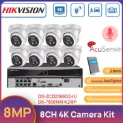 Hikvision 8CH 4K Security System Kit MIC 8MP AcuSense POE Camera DS-2CD2386G2-IU