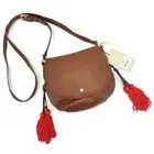 NEW Tommy Bahama Leather Mykonos Saddle crossbody bag with red beaded tassels