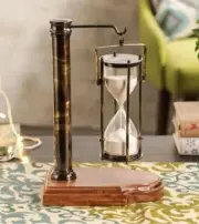 Antique Brass Sand Timer Hourglass With Wooden Base Hanging Timer Collectible