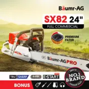 BAUMR-AG Commercial Petrol Chainsaw E-Start 24" Bar Chain Saw Top Handle Pruning