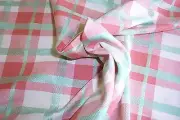 NEW, Peach Plaid, cotton blend cloth fabric material, is sold by the yard