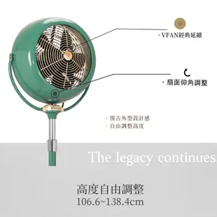 台灣現貨 美國VORNADO沃拿多 8-12坪用 高腳緑色復古循環扇10吋 VF20PED-TW 總代理公司貨 保固6年