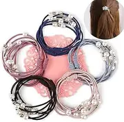 Hair Scrunchies,Hair Ties. 24 Pieces Of Three-in-one Pearl Bottoming Rubber Band Hair Band. High-Elastic, Thick, Non-slip, Loss-proof Hair Ring Hair Band Set