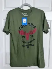 Columbia Sportswear PFG Moose Head Graphic 1938 "Always Outside" Sz M Green New