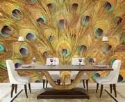 3D Peacock Feather G9216 Wallpaper Wall Murals Removable Self-adhesive Honey