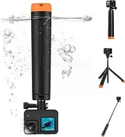 Floating Handle Selfie Stick Tripod, Waterproof Telescopic Hand Grip/Monopod for Go Pro Hero 13/12/11/10/9, DJI Osmo Action 5 Pro/4, Insta360 Ace Pro, AKASO EK7000 and Other Action Cameras