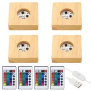 4pcs Wooden Light Stand Base 3.9" 16 Colors LED Lights with Remote Control