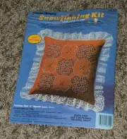 Creative Moments Vntg 80's Lace Edged Square Pillow Kit Snowflaking Cross Stitch