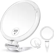 30X Magnifying Mirror, 30X/1X Double-Sided Hand Held Magnified Mirror,Perfect for Precise Makeup Applications & Blackhead/Blemish Removal 6Inch