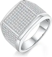 [TUSRORSU] Moissanite Engagement Rings Half Eternity Rings Men D/E Color VVS1 Moissanite Rings 925 Sterling Silver Promise Band Ring for Men with Certificate